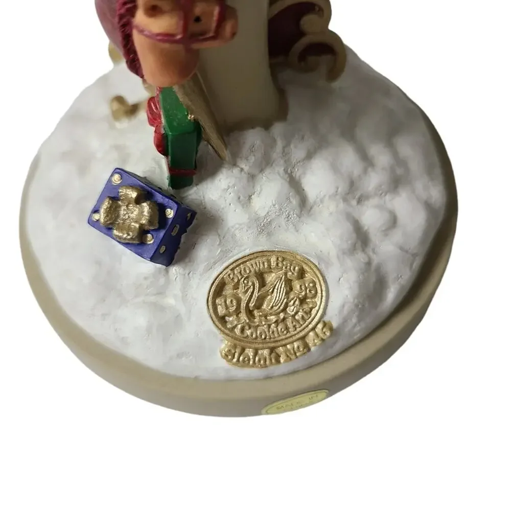 Brown Bag Santa  Claus  Sleigh  Teddy Bear Cookie Stamp Press 1998 Holiday